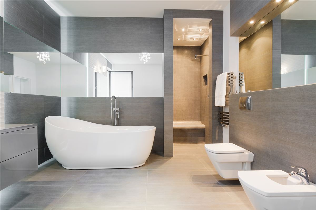 Bathroom with mosaic tile shower — representative finish example